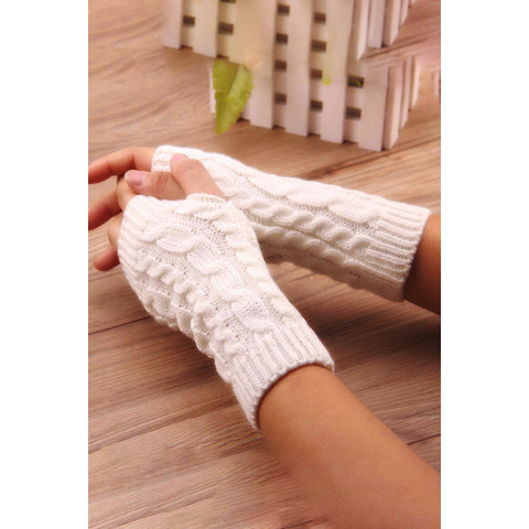 Warm wool half finger gloves