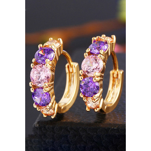 Fashion jewelry color inlaid zircon earrings imitation 18K gold
