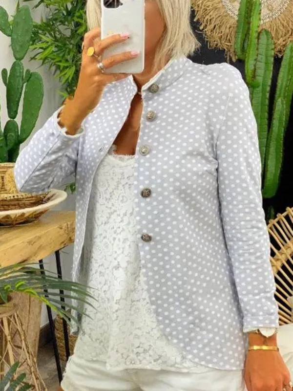 Polka Dot Printed Suit Jacket - Charmwish.chimpone.com 