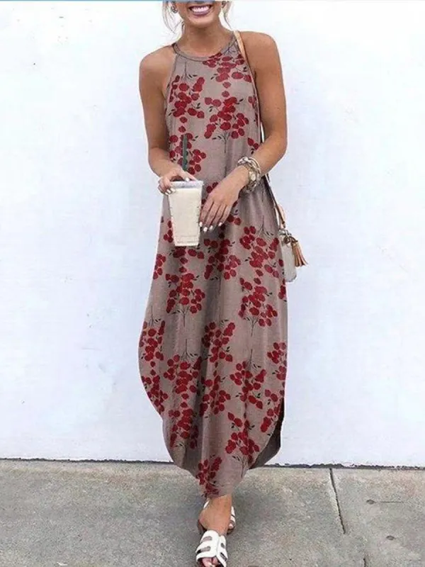 Fashion Printed One-Neck Strap Dress - Charmwish.com 