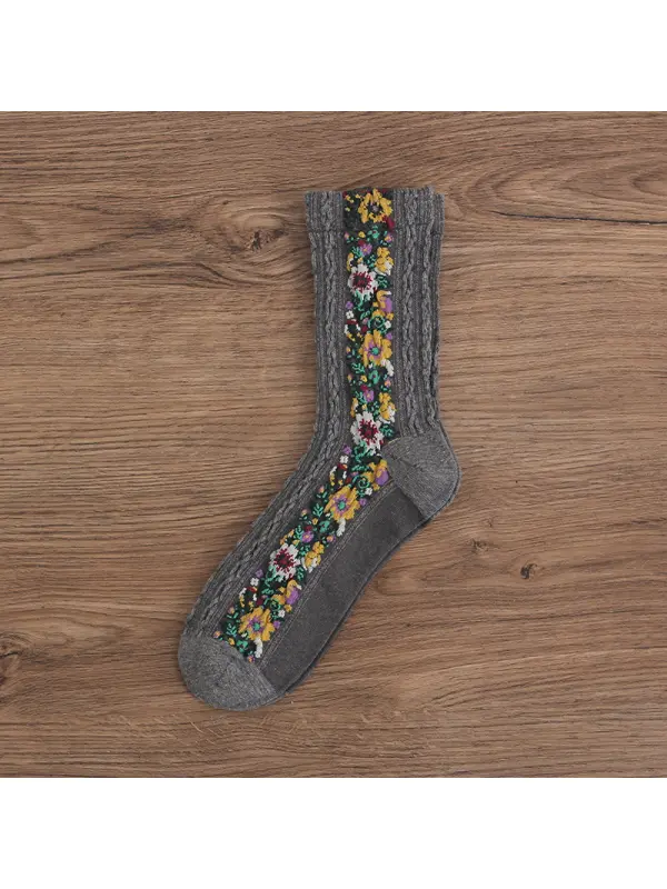 Retro Ethnic Flower Embroidery Socks - Charmwish.com 