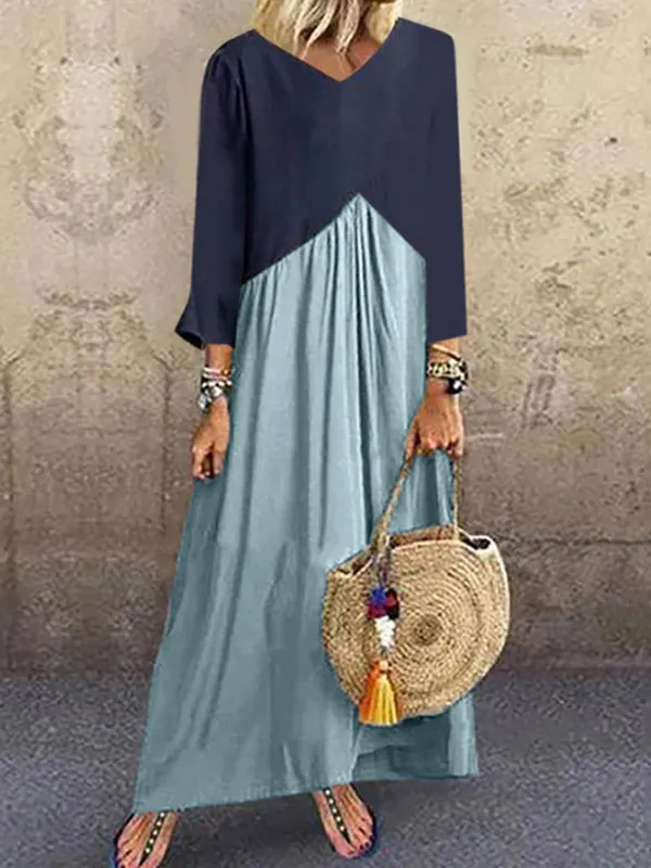 Splicing irregular long sleeve casual dress - Charmwish.chimpone.com 