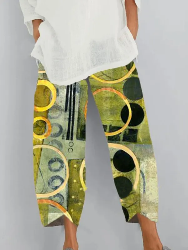 Casual Printed Elastic Waist Pants - Charmwish.com 