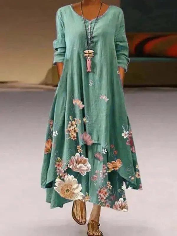 2021 spring print five-point sleeve dress - Charmwish.chimpone.com 