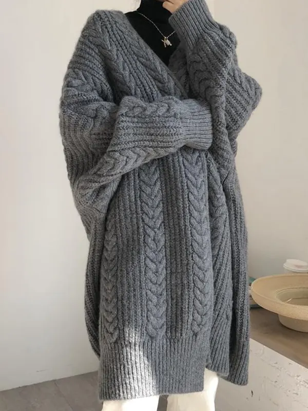V-neck Loose Cardigan Sweater - Charmwish.chimpone.com 