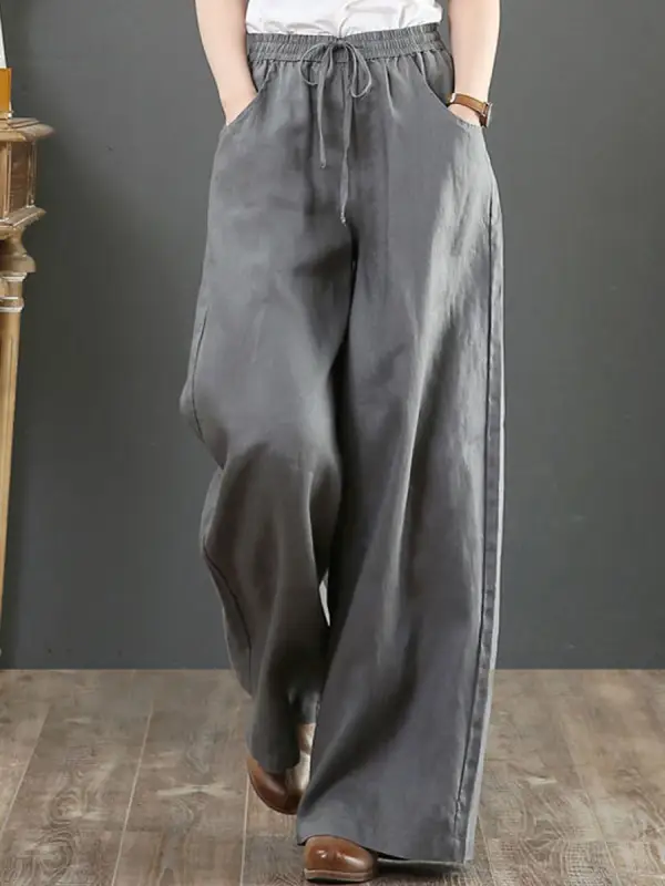 Literary Cotton And Linen Loose Wide-Leg Pants - Charmwish.com 