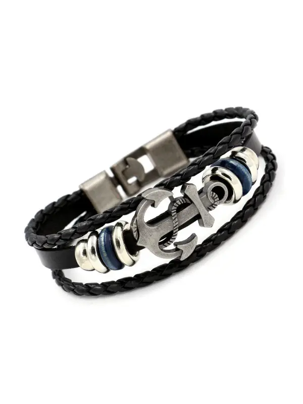 Anchor Leather Bracelet - Charmwish.com 