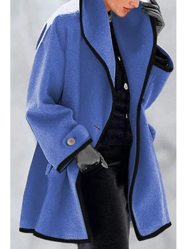 Fashion multicolor round neck loose woolen coat - Charmwish.com 