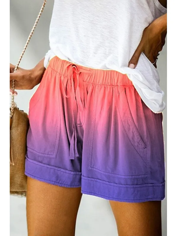 Fashionable casual multicolor gradient shorts - Charmwish.com 