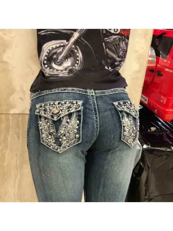 New fashion casual all-match womens jeans - Charmwish.com 