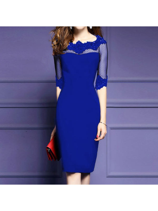 Boat Neck Plain Bodycon Dress