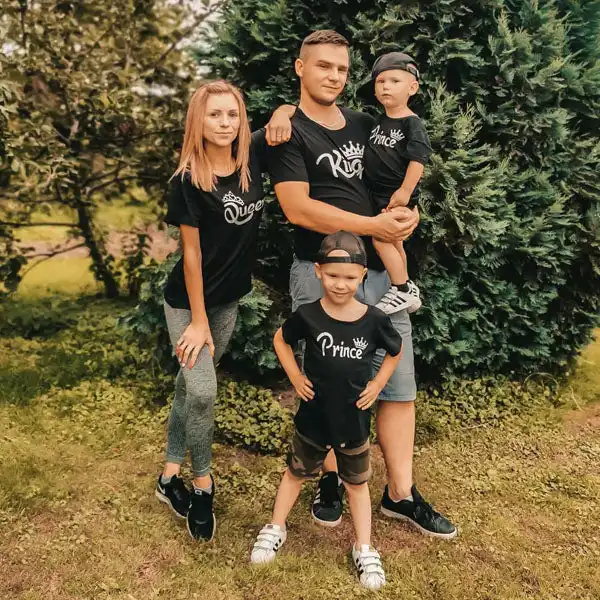 Casual Letter Print Round Neck Short-Sleeved T-Shirt Family Matching Outfits - Lukalula.com 