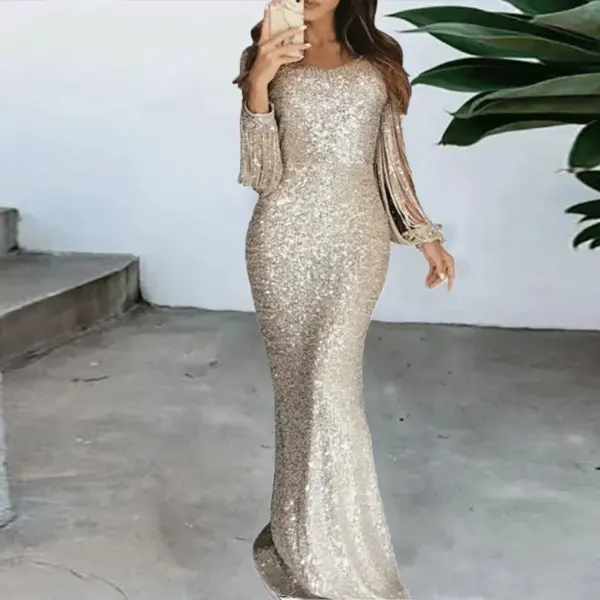 Maternity Round Neck Sequin Bodycon Dress