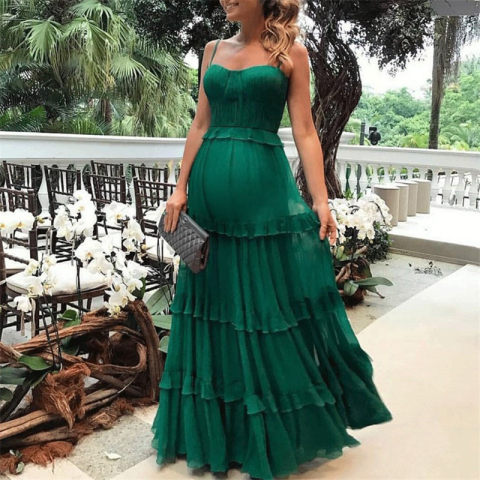  Fashion Bugatchi Maternity Photoshoot Gowns, Maternity Sexy Solid Color Splicing Sling Maxi Dress