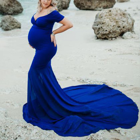 Maternity Sexy Pure Color V Neck Dress