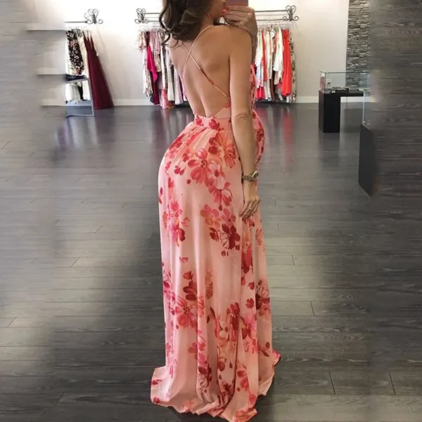 Maternity Floral Open Back Maxi Dress