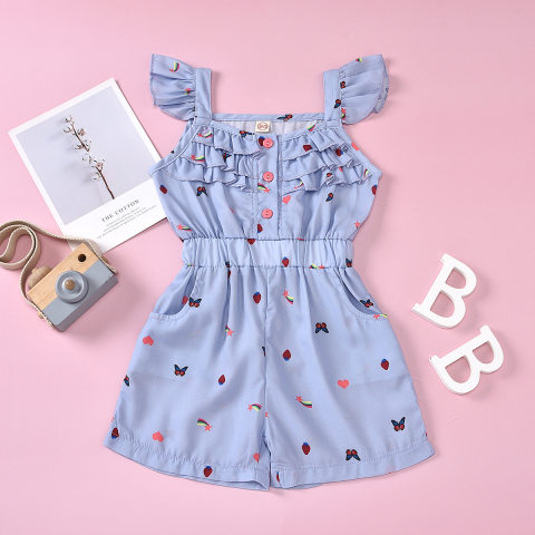 Girl butterfly print jumpsuit