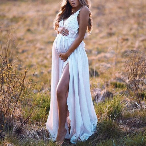 Maternity White Floral Lace Dress