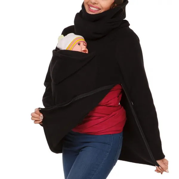 Maternity Polar Fleece Multifunctional Kangaroo Sweater - Lukalula.com 