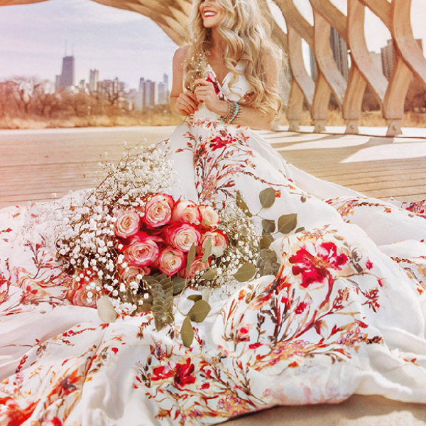 Maternity Red Flower Sleeveless Split White Maxi Dress Photoshoot Dress