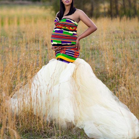 Maternity Printing Off The Shoulder Maxi Dress Photoshoot Dress