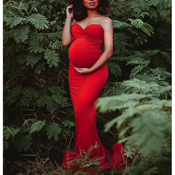 Maternity Off The Shoulder Photoshoot Dress Trailing Maxi Baby Shower