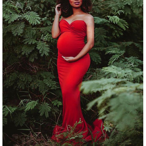 Maternity Off The Shoulder Photoshoot Dress Trailing Maxi Dress