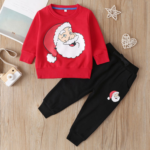 Childrens Santa Print Sweatshirt and Pants Set