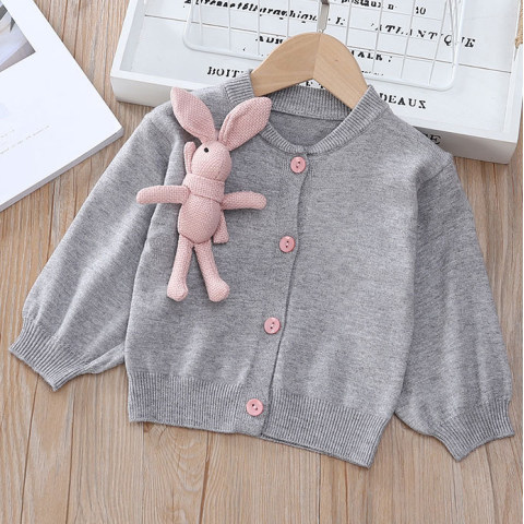 Cute Rabbit Autumn Long Sleeved Knitted Cardigan