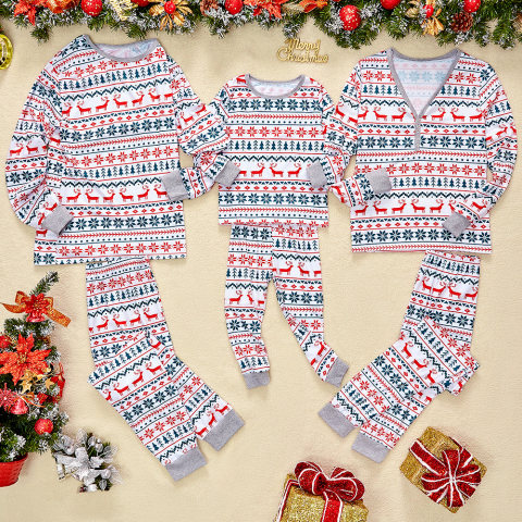 Christmas Elk Print Family Matching outfits