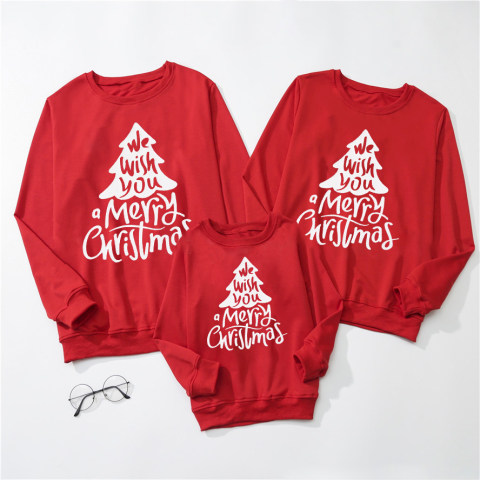 Christmas letter print red sweater family matching outfits