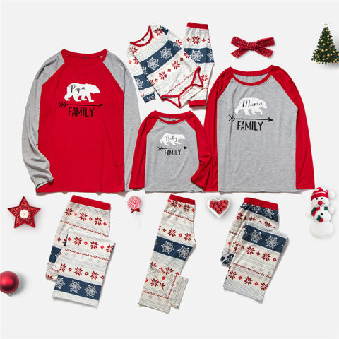 Christmas Polar Bear Print Family Matching Outfits