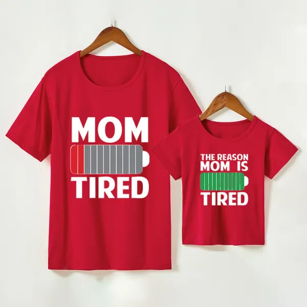 Casual Letter Print Round Neck Short Sleeve Mom Kid Matching T-shirt - Popopiestyle.com 