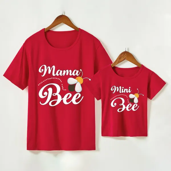 Casual Letter Print Round Neck Short Sleeve Mom Girl T-shirt - Popopiestyle.com 