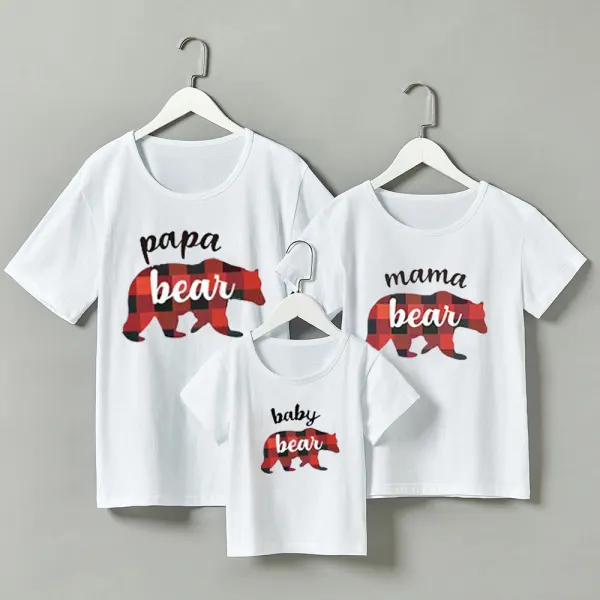 Casual Bear Print Round Neck Short Sleeve T-shirt Family Matching Outfits - Popopiestyle.com 