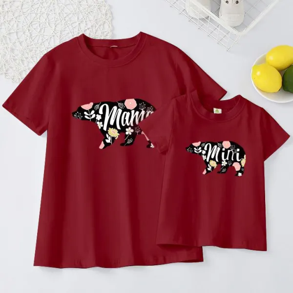 Sweet Letter Print Round Neck Short Sleeve Mom Girl Matching T-shirt - Lukalula.com 