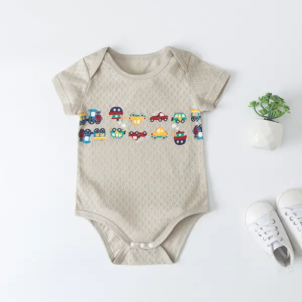 【3M-24M】Baby Short Sleeve Pullover Triangle Romper - Popopiestyle.com 