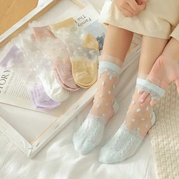 【1Y-9Y】Girls Lace Summer Princess Socks 5 Pairs - Popopiestyle.com 