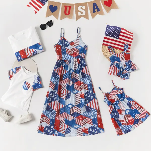 Casual Star Stripe Pattern Family Matching Outfits - Popopiestyle.com 