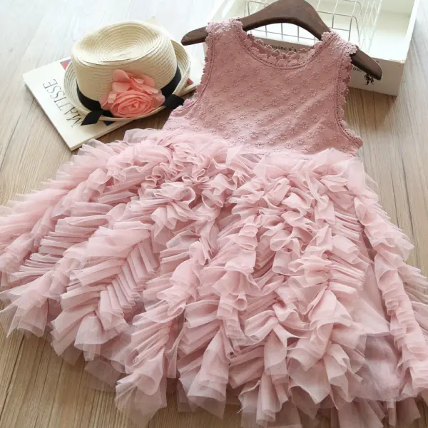 【2Y-9Y】Girls' Round Neck Sleeveless Princess Puffy Dress - Popopiearab.com 