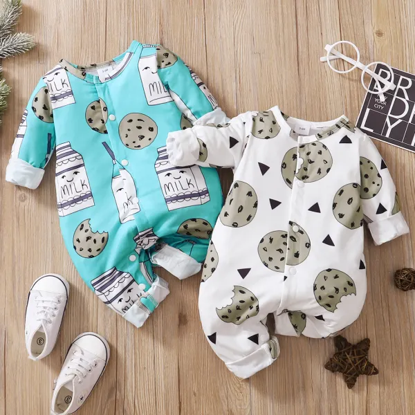 【0M-18M】Cute Cartoon Print Round Neck Long Sleeve Romper - Popopiestyle.com 