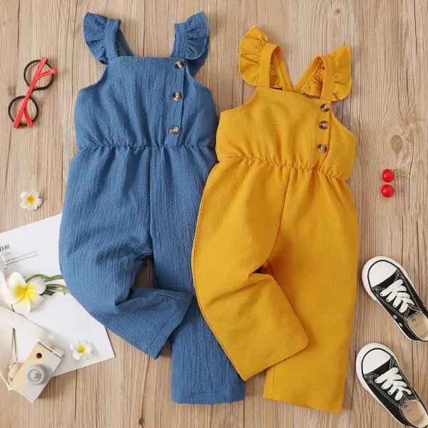 【6M-3Y】Sweet Pure Color Flying Sleeve Overalls - Popopiestyle.com 