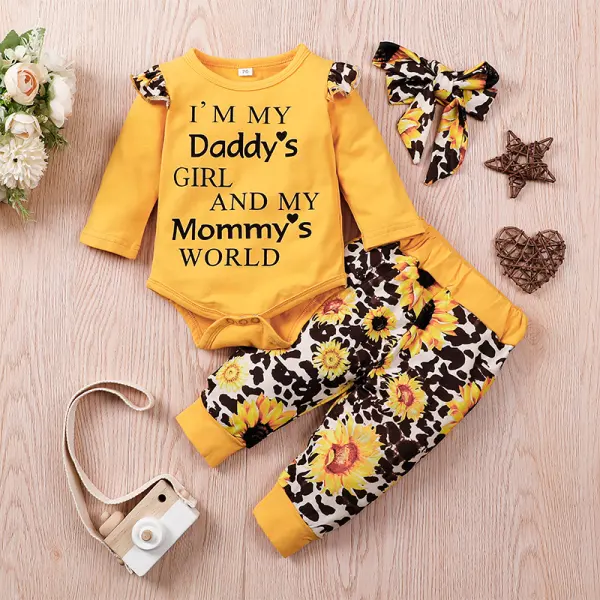 【3M-18M】Baby Print Fashion Long Sleeve Romper Pants Set - Popopiestyle.com 