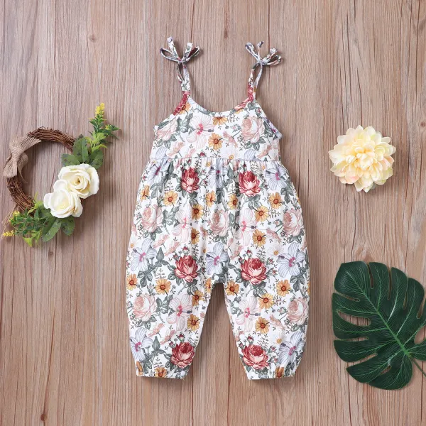 【6M-24M】Infant Summer Sling Floral One-piece Romper - Popopiestyle.com 