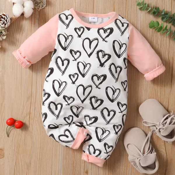 【0M-24M】Cute Heart Shape Print Round Neck Long Sleeve Romper - Lukalula.com 