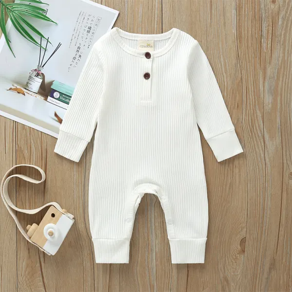 【3M-3Y】Baby Multicolor Long-Sleeved Pit Strip One-Piece Romper - Lukalula.com 