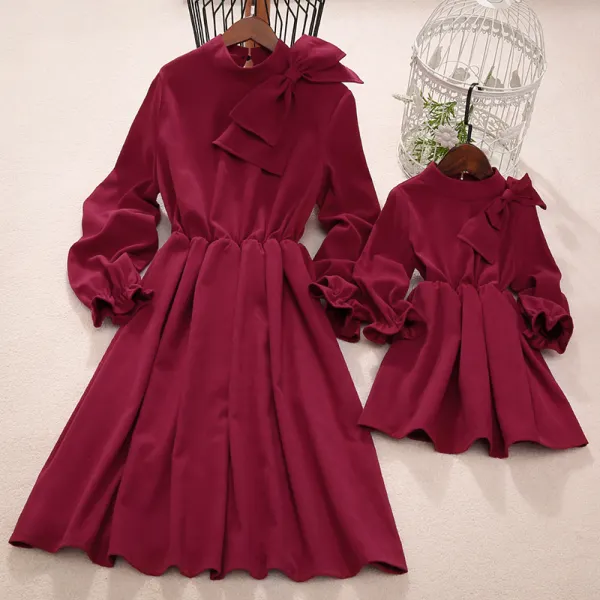 Sweet Red Bow Mom Girl Matching Dress - Lukalula.com 