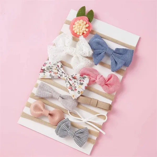 10-piece set of handmade fabric bow hair tie set - Lukalula.com 