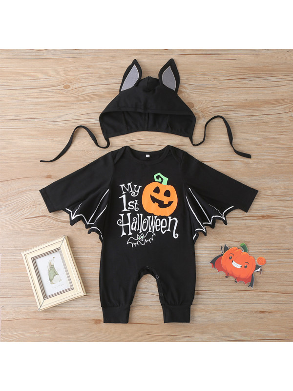【0M-12M】Baby Halloween Pumpkin Print Jumpsuit