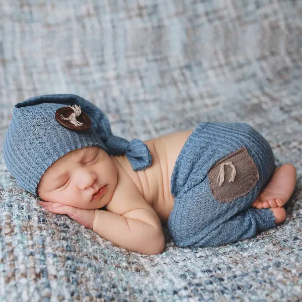 Newborn Two-piece Photography Knitted Romper Set - Lukalula.com 
